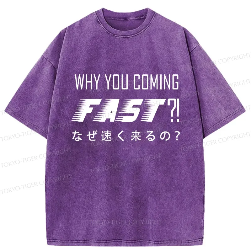 Tokyo-Tiger Funny Coming Fast Washed T-Shirt
