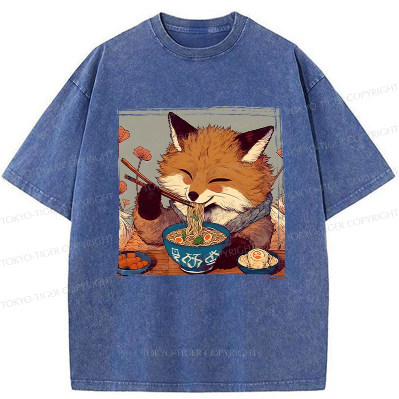 Tokyo-Tiger Ramen Lover Fox Washed T-Shirt