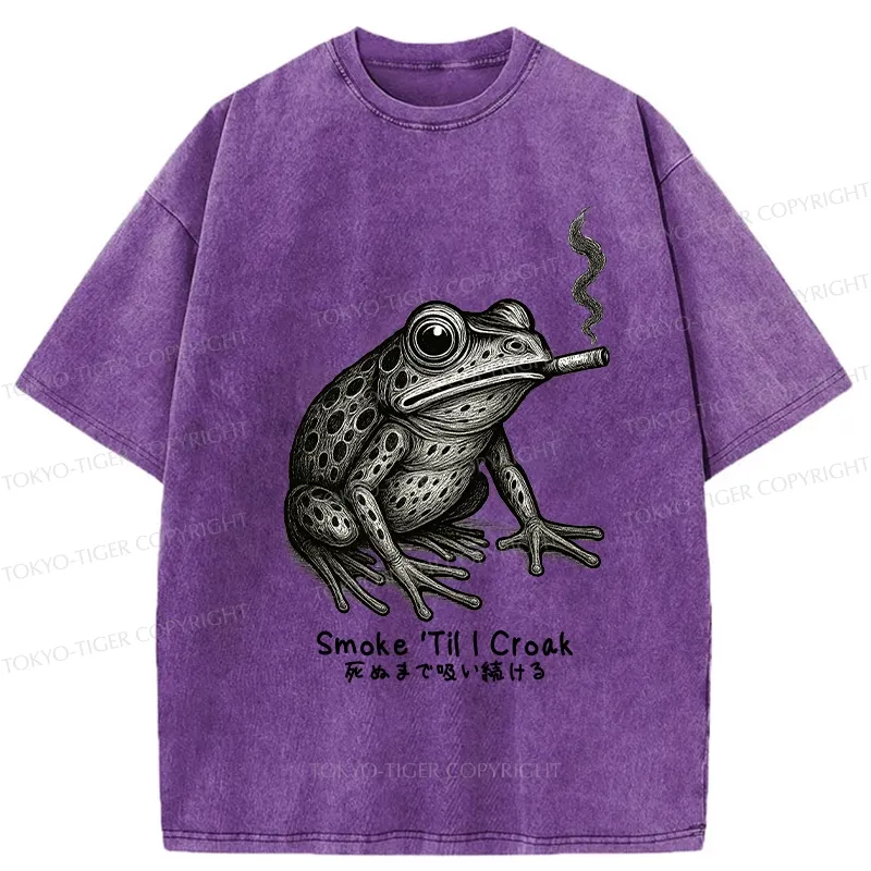 Tokyo-Tiger Funny Smoke 'Til I Croak Washed T-Shirt