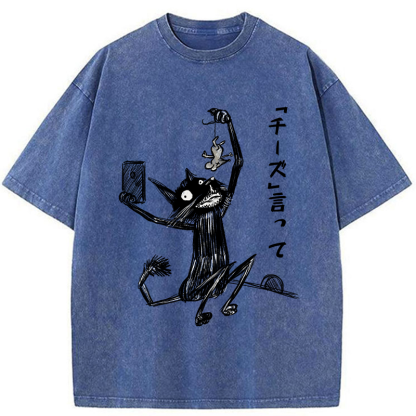 Tokyo-Tiger Say "Cheese" Washed T-Shirt