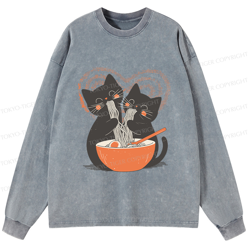 Tokyo-Tiger Let's Eat Ramen Together Washed Long Sleeve T-Shirt