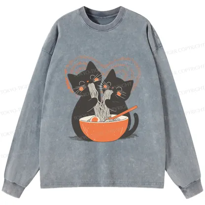 Tokyo-Tiger Let's Eat Ramen Together Washed Long Sleeve T-Shirt