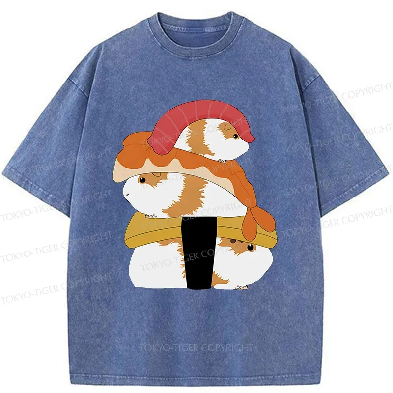 Tokyo-Tiger Hamster Sushi Washed T-Shirt
