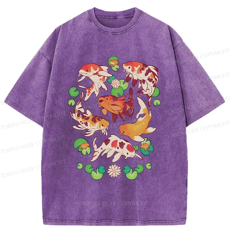 Tokyo-Tiger Retro Koi Group Washed T-Shirt