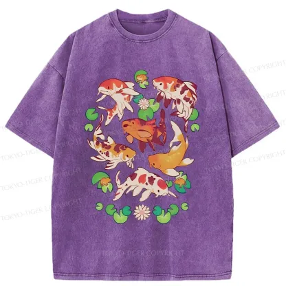 Tokyo-Tiger Retro Koi Group Washed T-Shirt