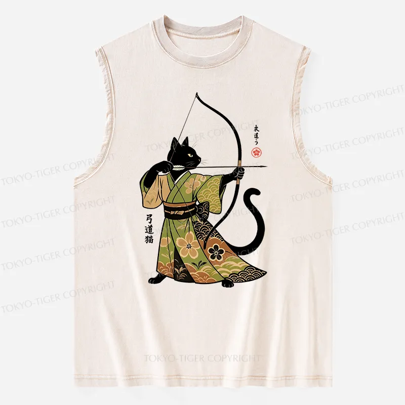 Tokyo-Tiger Japan Cat Archery Washed Tank