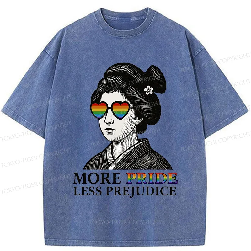 Tokyo-Tiger Geisha Wearing Sunglasses Washed T-Shirt