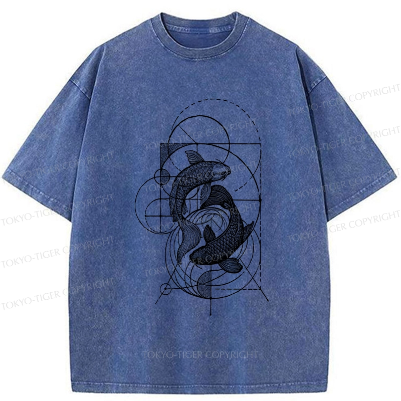Tokyo-Tiger The Harmony Of Geometry And Koi Washed T-Shirt
