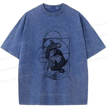 Tokyo-Tiger The Harmony Of Geometry And Koi Washed T-Shirt