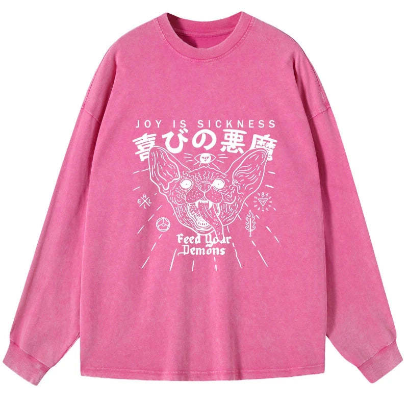 Tokyo-Tiger Joy Is Sickness Washed Long Sleeve T-Shirt