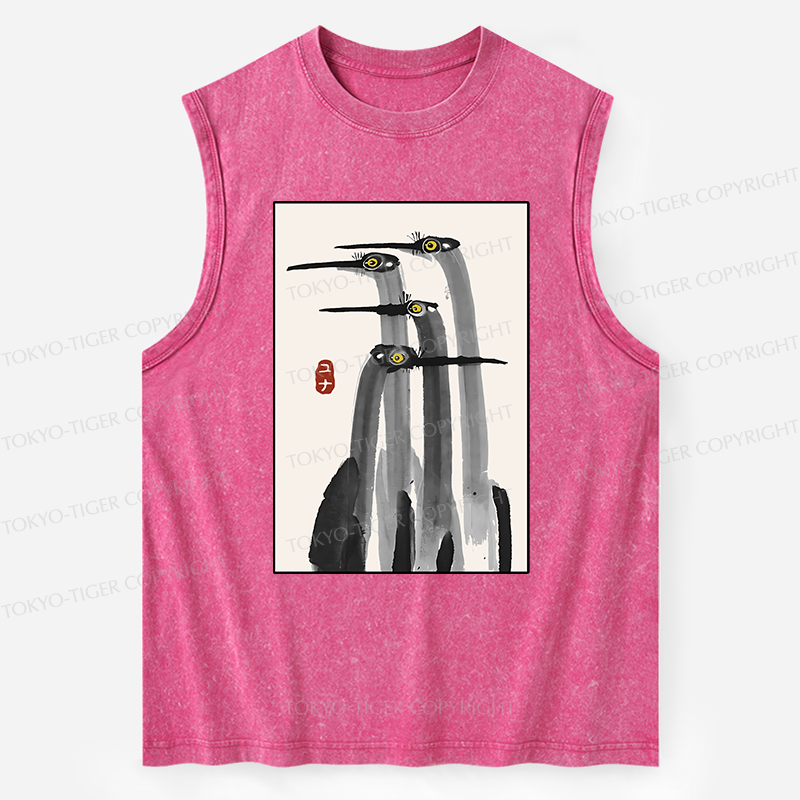 Tokyo-Tiger Japanese Crane Poster Washed Tank