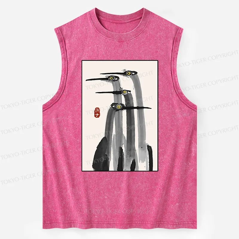 Tokyo-Tiger Japanese Crane Poster Washed Tank