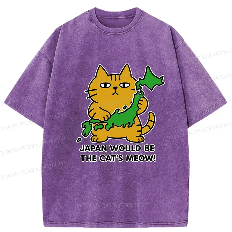 Tokyo-Tiger Japan Is A Cat's World Washed T-Shirt