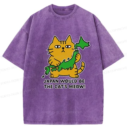 Tokyo-Tiger Japan Is A Cat's World Washed T-Shirt