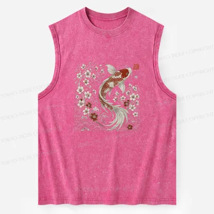 Tokyo-Tiger Vintage Sakura And Koi Washed Tank