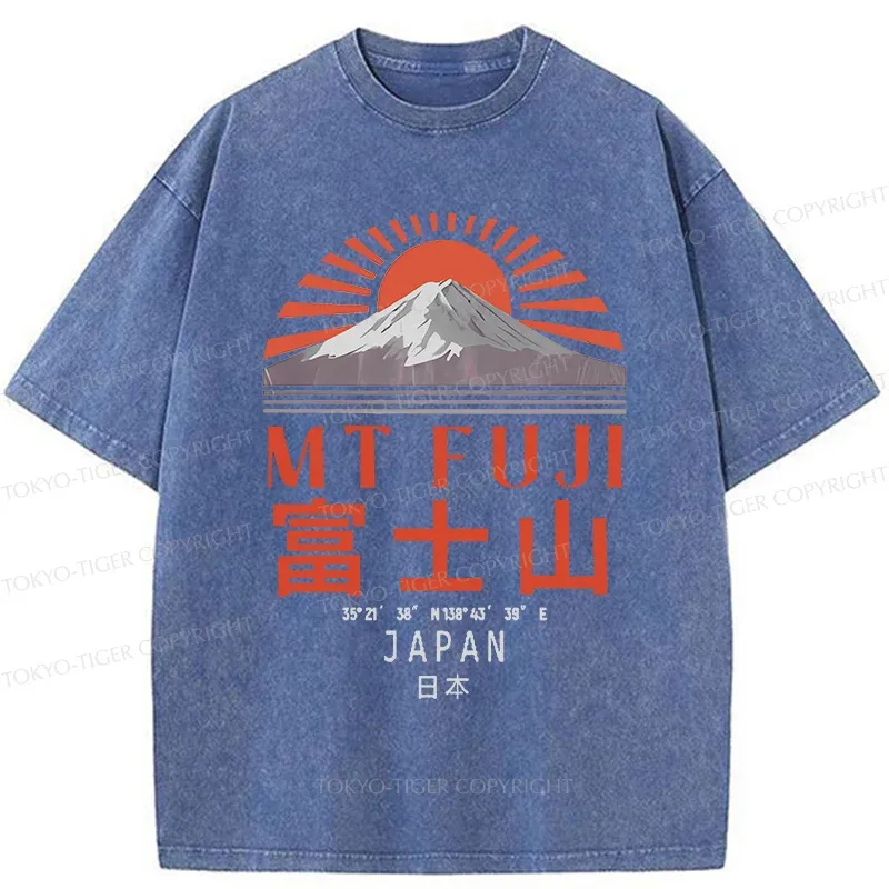 Tokyo-Tiger Retro Mount Fuji Washed T-Shirt