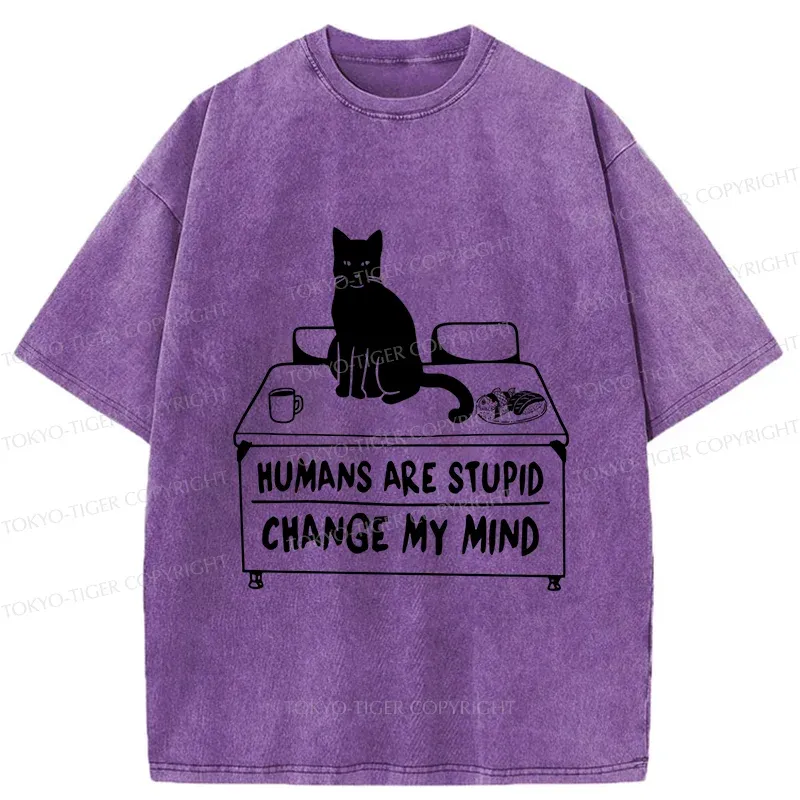 Tokyo-Tiger Funny Cat Theory Washed T-Shirt