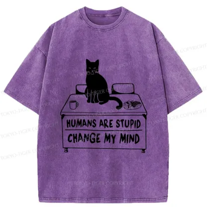 Tokyo-Tiger Funny Cat Theory Washed T-Shirt