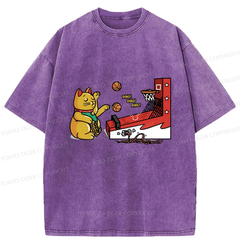 Tokyo-Tiger Lucky Cat Shooting Washed T-Shirt