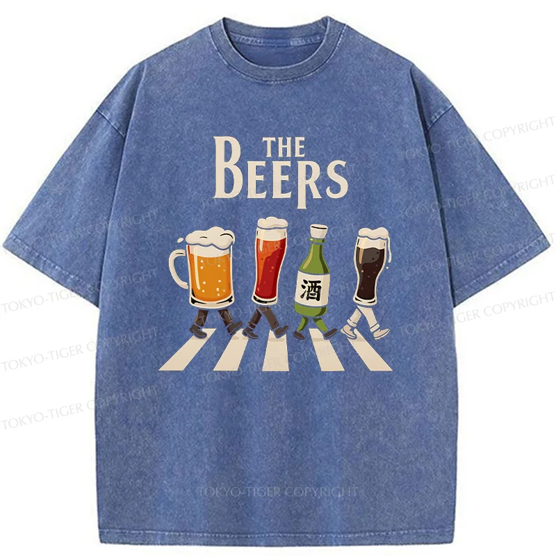 Tokyo-Tiger Beer Crossing Sidewalk Washed T-Shirt