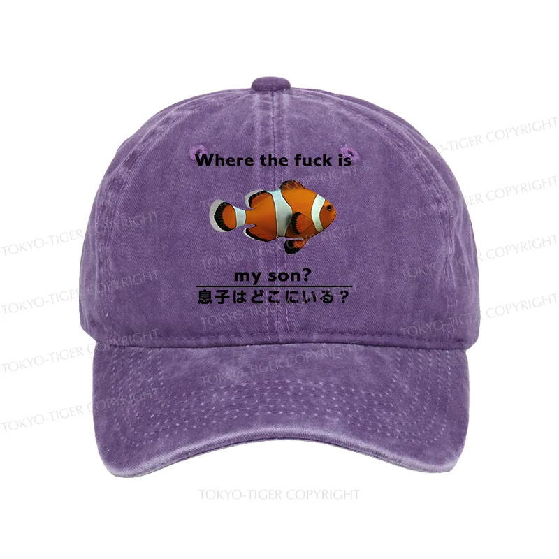 Tokyo-Tiger Fish Looking For Son Washed Cap