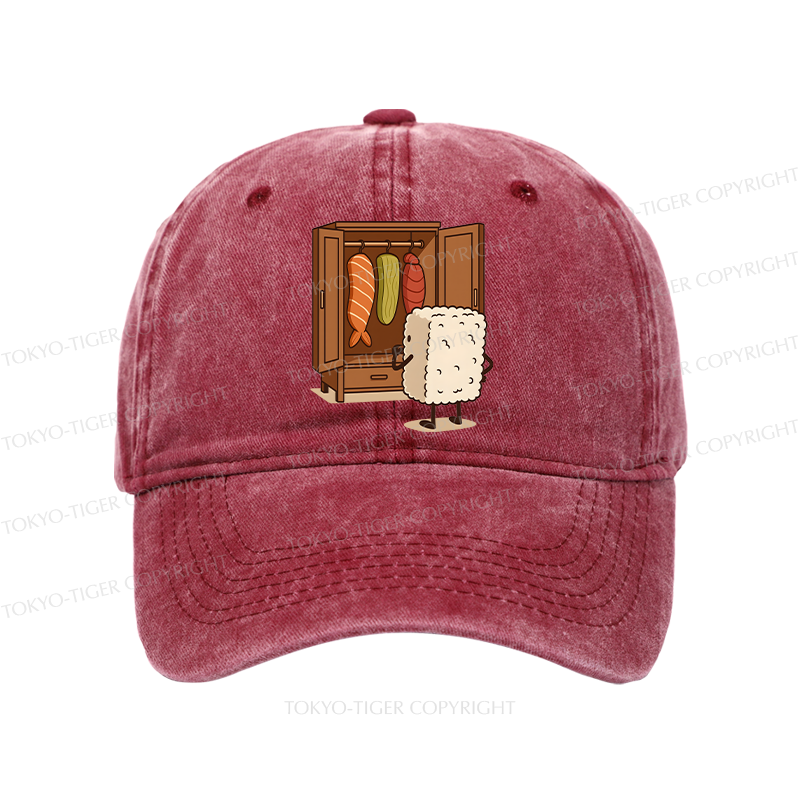 Tokyo-Tiger Sushi Pick Out Clothes Washed Cap