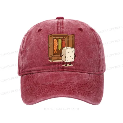 Tokyo-Tiger Sushi Pick Out Clothes Washed Cap