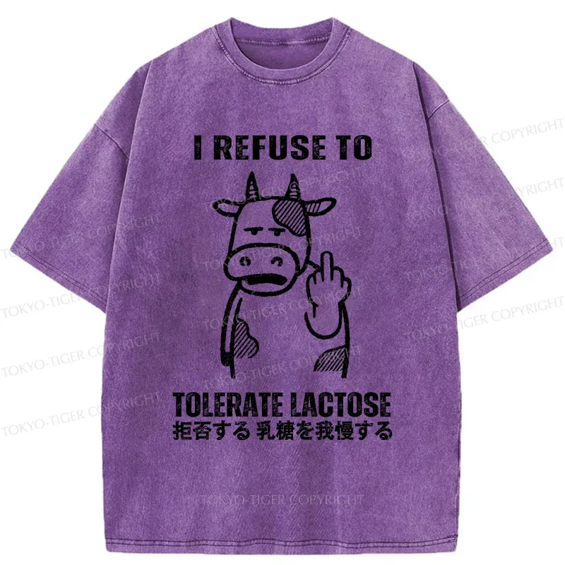 Tokyo-Tiger Intolerance To Lactose Washed T-Shirt