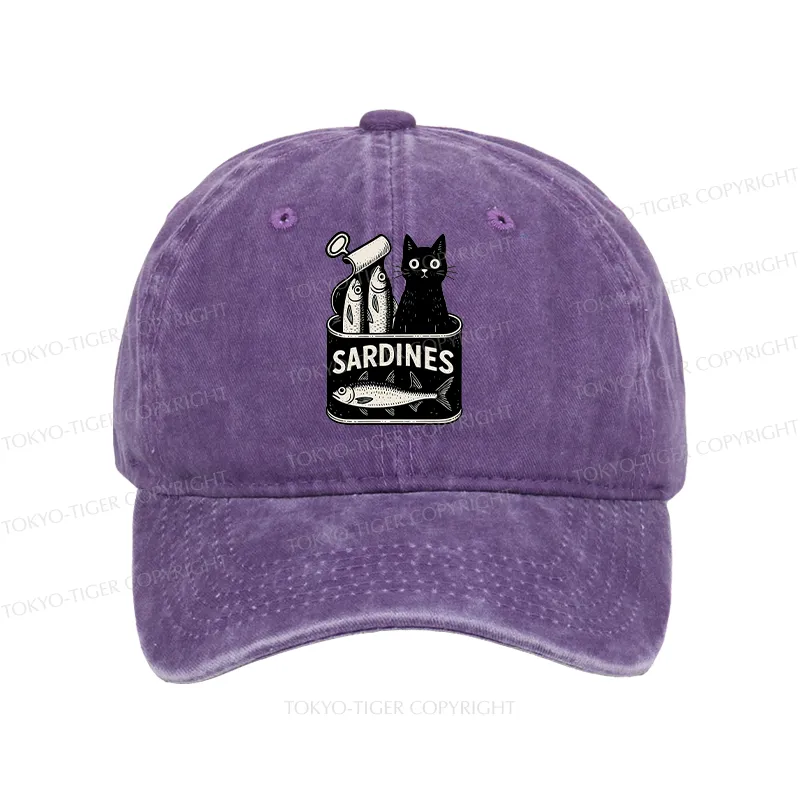 Tokyo-Tiger Cat And Canned Fish Washed Cap