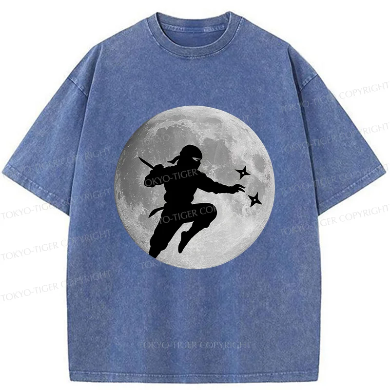 Tokyo-Tiger Ninja Under The Moon Washed T-Shirt