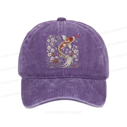 Tokyo-Tiger Vintage Sakura And Koi Washed Cap