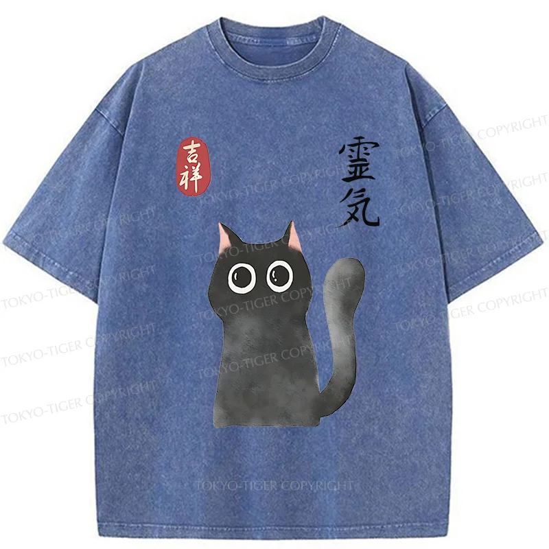 Tokyo-Tiger A Mystical Black Cat Me Washed T-Shirt