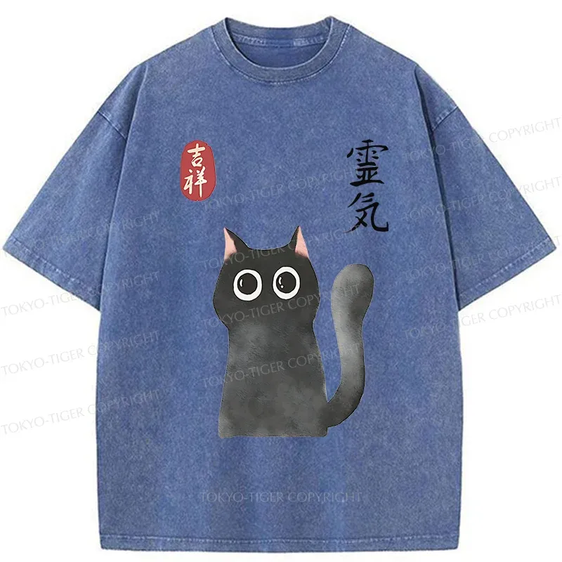 Tokyo-Tiger A Mystical Black Cat Me Washed T-Shirt