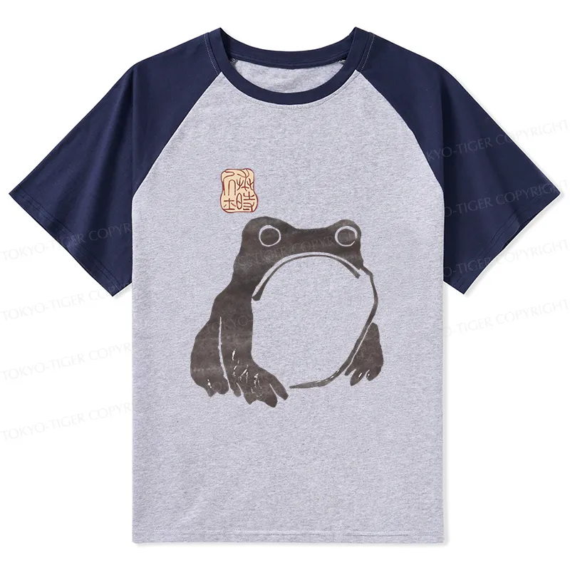 Tokyo-Tiger Matsumoto Hoji Woodblock Print Frog Raglan T-shirt