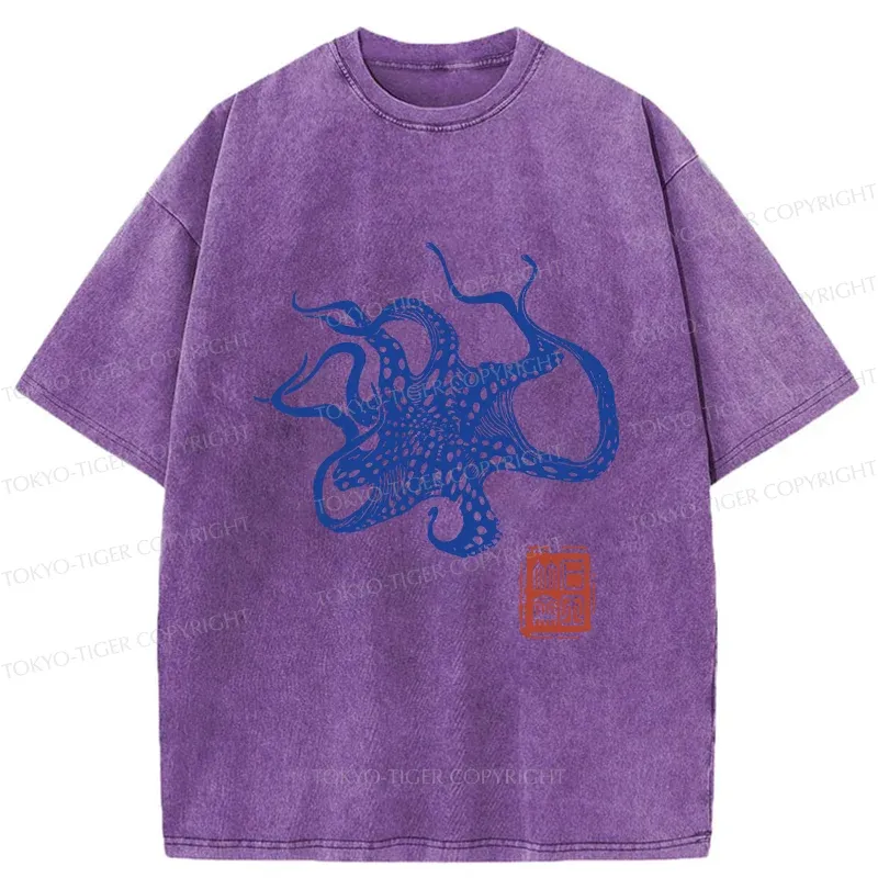 Tokyo-Tiger Deep Sea Octopus Washed T-Shirt