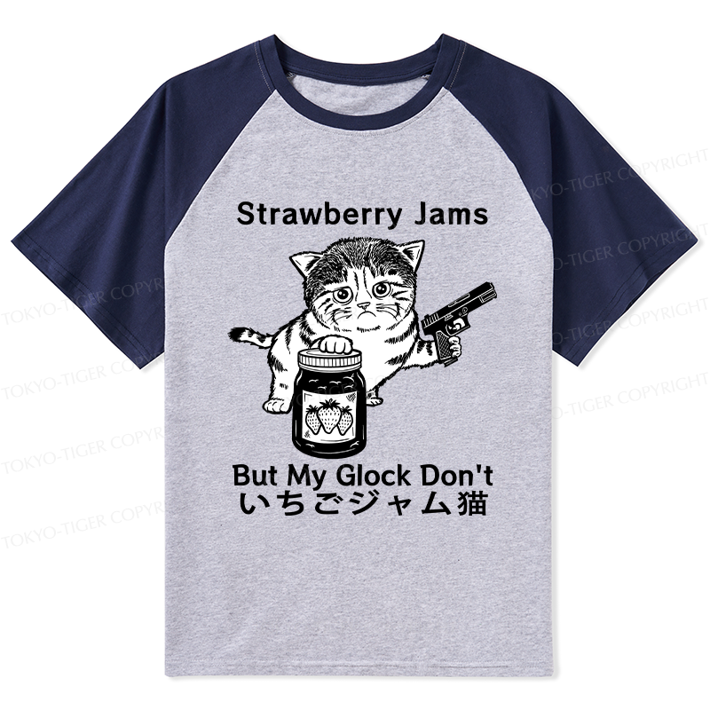 Tokyo-Tiger Strawberry Jam Cat Raglan T-shirt
