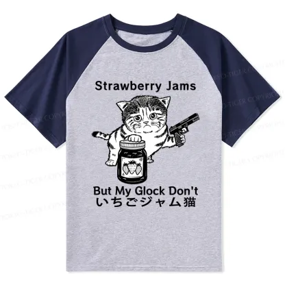 Tokyo-Tiger Strawberry Jam Cat Raglan T-shirt