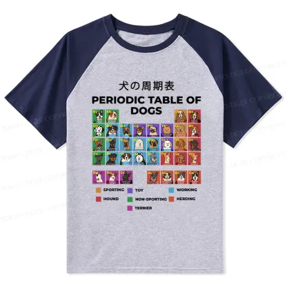 Tokyo-Tiger Periodic Table Of Dogs Raglan T-shirt