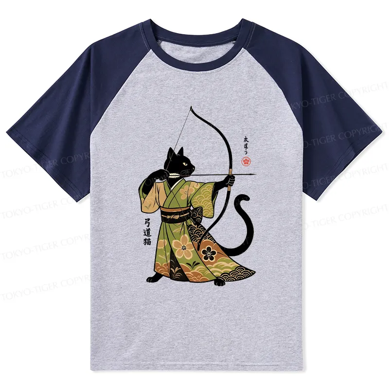 Tokyo-Tiger Japan Cat Archery Raglan T-shirt