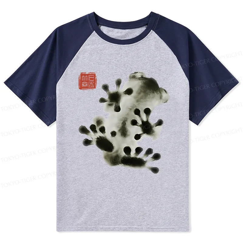 Tokyo-Tiger Ink Painting Frog Raglan T-shirt