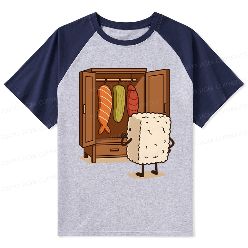 Tokyo-Tiger Sushi Pick Out Clothes Raglan T-shirt