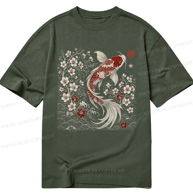 Tokyo-Tiger Vintage Sakura And Koi Classic T-Shirt