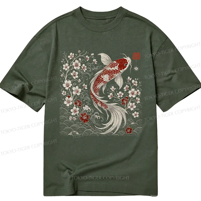 Tokyo-Tiger Vintage Sakura And Koi Classic T-Shirt