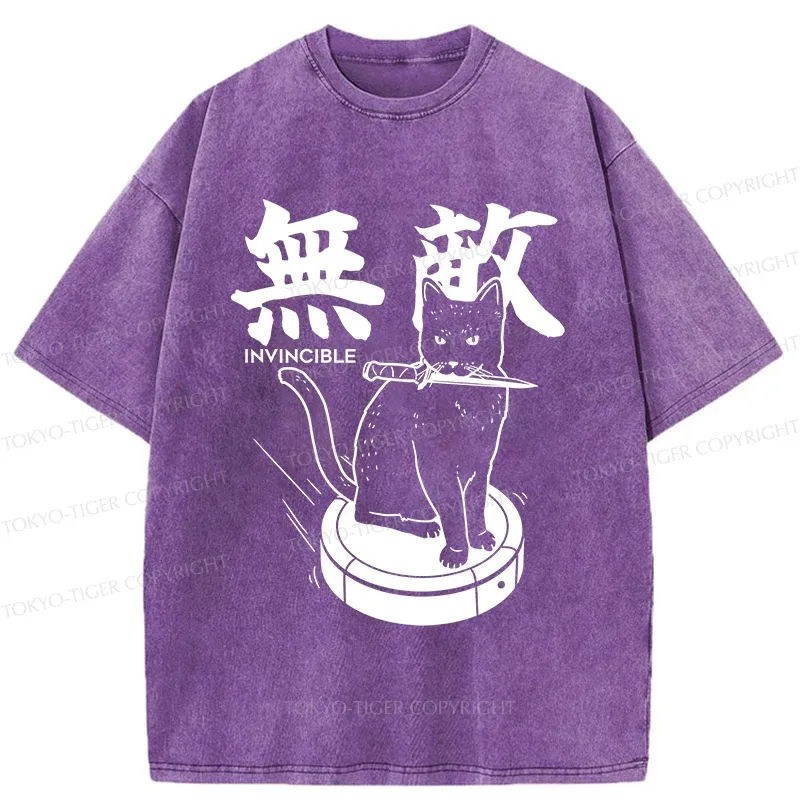 Tokyo-Tiger Invincible Cat Washed T-Shirt