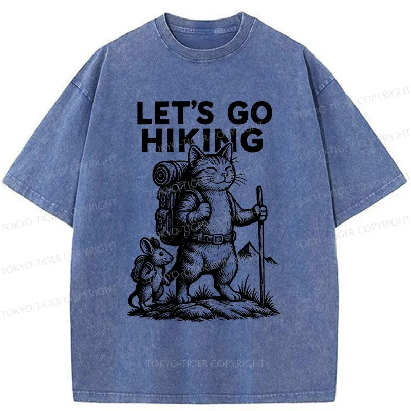 Tokyo-Tiger Cat And Mouse Go Hiking Washed T-Shirt