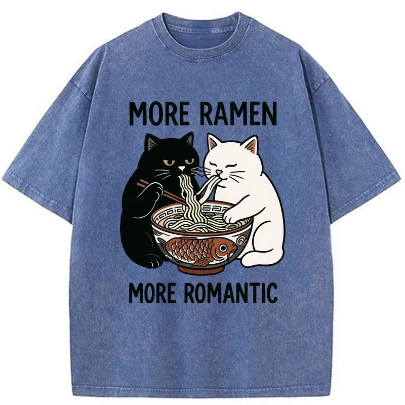 Tokyo-Tiger Two Cats Are Eating Ramen Washed T-Shirt
