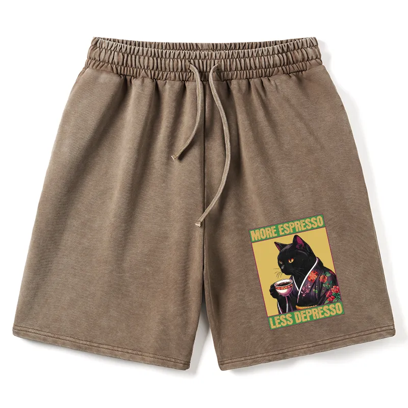 Tokyo-Tiger Up Caffeine Down Depression Washed Shorts