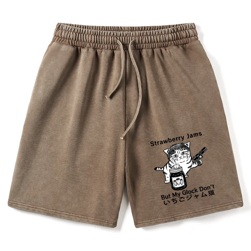 Tokyo-Tiger Strawberry Jam Cat Washed Shorts