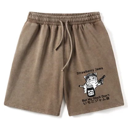 Tokyo-Tiger Strawberry Jam Cat Washed Shorts