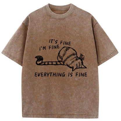 Tokyo-Tiger Everything Is Fine Washed T-Shirt